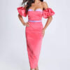 Bubble Sleeves Satin Midi Dress 9 Bubble Sleeves Satin Midi Dress Pink 4