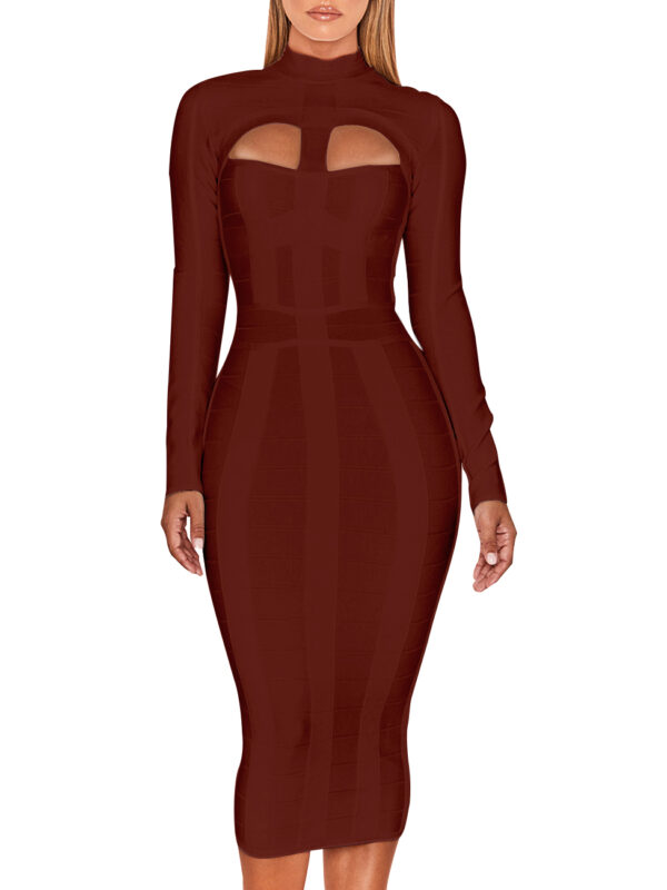 Bustier Cutout White Bandage Dress Brown