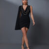 Chain Embellished One Shoulder Bodycon Dress 9 Chain Embellished One Shoulder Bodycon Dress Black 4