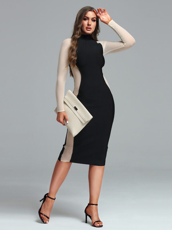 Classy Office Long Sleeve Midi Bandage Dress 5