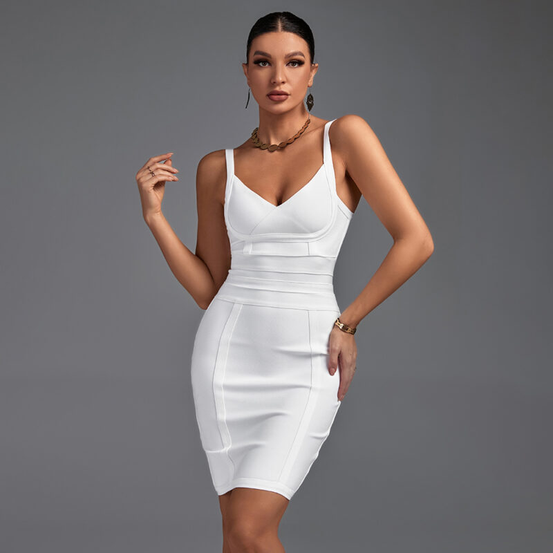 High Neck Sleeveless Frill Mini Bandage Dress