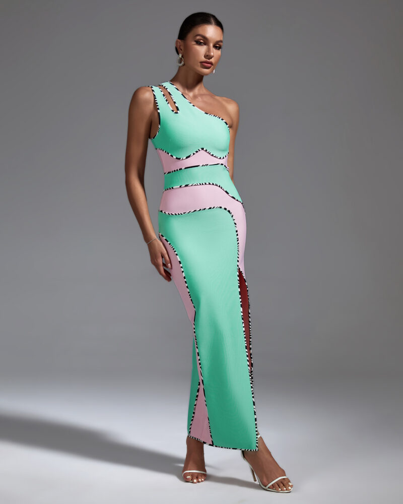 shapeminow Contrasted Bandage Maxi Dress3 | ShapeMiNow is your go-to store for all kinds of body shapers, dresses, and statement pieces.