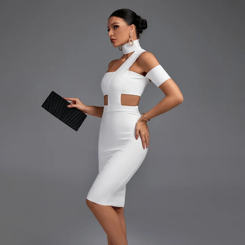 shapeminow De Fiesta Choker Neck Cut out Bandage Party Dress5 | ShapeMiNow is your go-to store for all kinds of body shapers, dresses, and statement pieces.