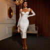 Elegant Long Sleeve Cocktail Bandage Dress 8 Elegant Long Sleeve Cocktail Bandage Dress White 2