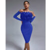 Feather Cocktail Midi Bandage Dress 8 Feather Cocktail Midi Bandage Dress