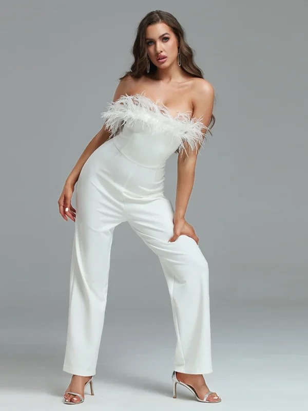 shapeminow Luxury White jumpsuit Playsuit for Women