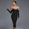 Dynamic Neck Midi Prom Bandage Dress