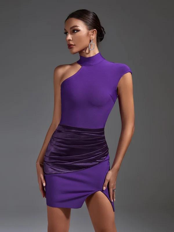 Vestidos Drap-Splicing Slit Mini Bandage Dress