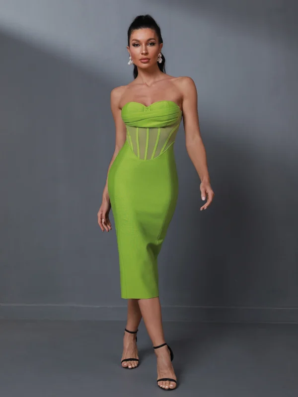Mesh Abdomen See-Through Cocktail Dress