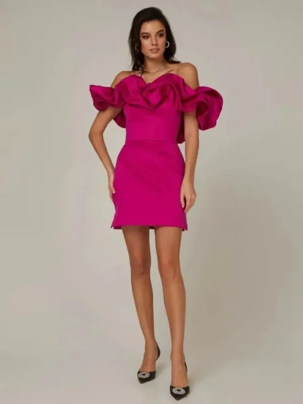 Ruched Tube Top Party Mini Dress