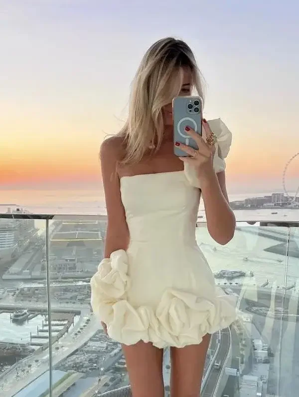 Ruffle Single Sleeve Skirt Bandage Tube Dress