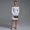 LaceNeck Vestidos Long Sleeve Bandage Dresses 8 LaceNeck Vestidos Long Sleeve Bandage Dresses