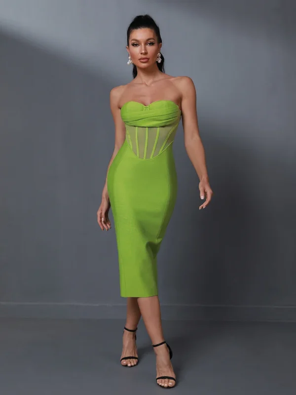 Mesh Abdomen See-Through Cocktail Dress