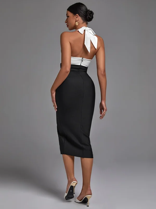 Lace Patched Slit Midi Dress