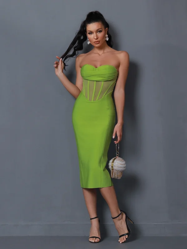 Mesh Abdomen See-Through Cocktail Dress