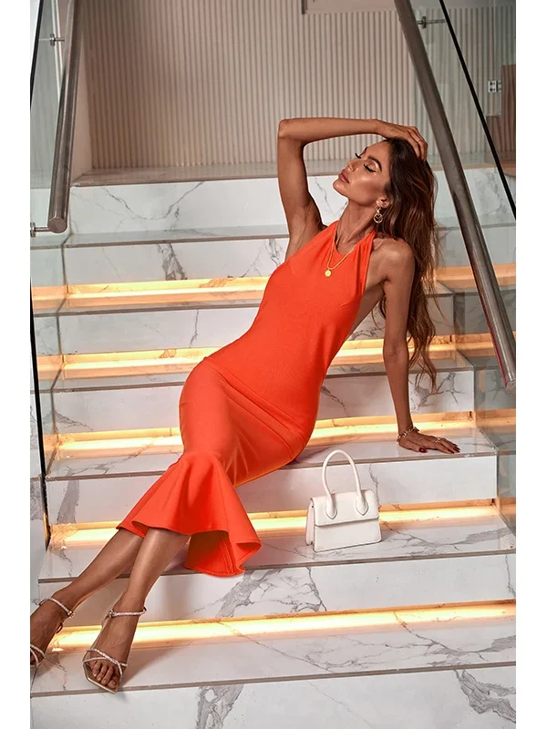 Mermaid Turtle Neck Midi Dress