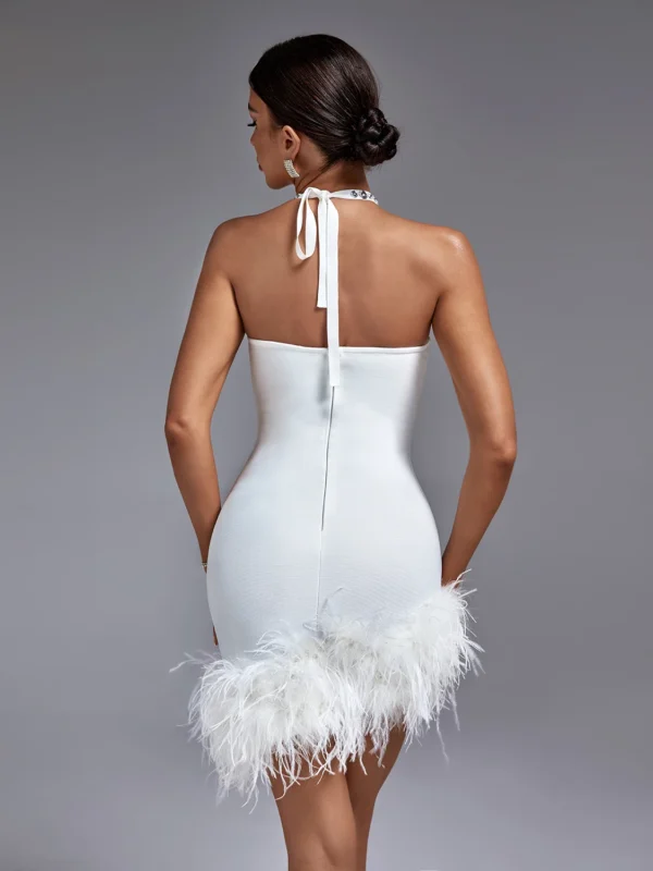 Ostrich Feather Diamond Mini Dress