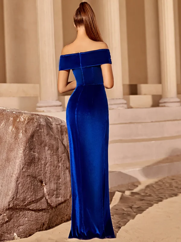 Velvet High Slit Maxi Prom Dress