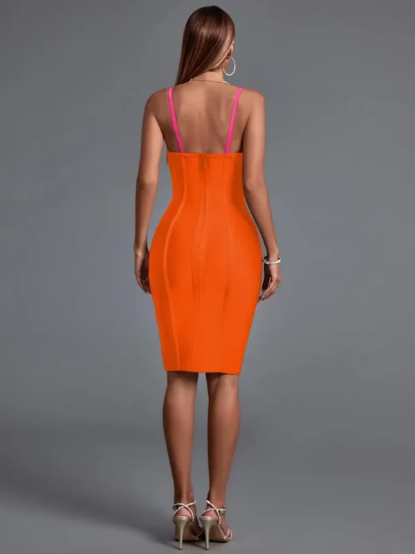 Slip Color Block Bandage Midi Dress