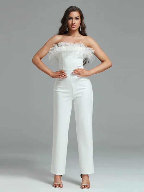 shapeminow Luxury White jumpsuit Playsuit for Women