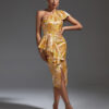 Olaya Jacquard Slit Midi Dress 6 Elegant Jacquard One Shoulder Slit Midi Bodycon Yellow Dress 3