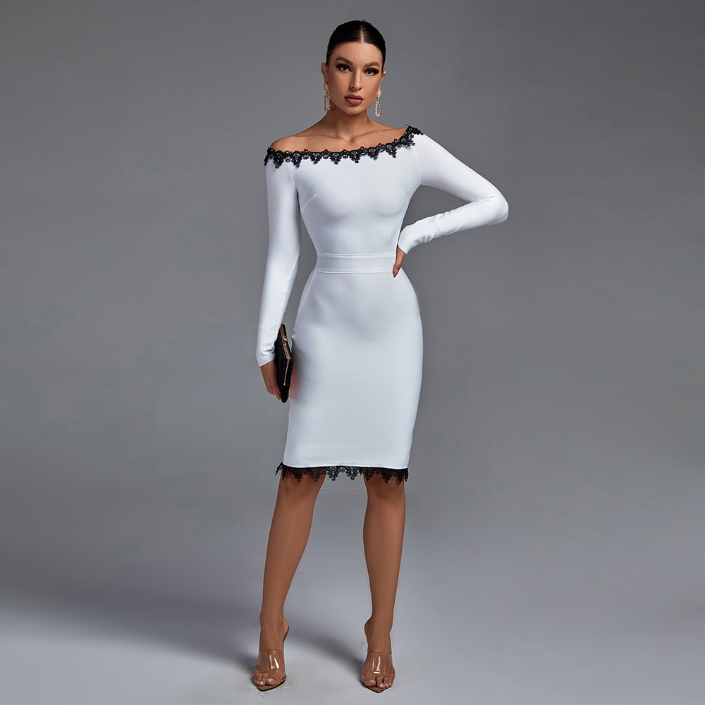 Top 10 Staple &ย Best Bandage Dress Styles for Your Closet 37 shapeminow LaceNeck Vestidos Long Sleeve Bandage Dresses5 | ShapeMiNow is your go-to store for all kinds of body shapers, dresses, and statement pieces.