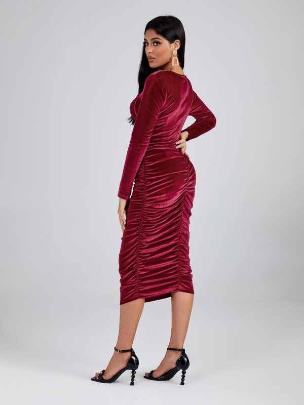 Long Sleeve Velvet Midi Dress 2
