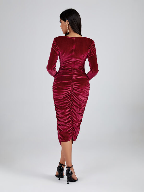 Long Sleeve Velvet Midi Dress 4