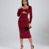 Long Sleeve Velvet Midi Dress 9 Long Sleeve Velvet Midi Dress 1