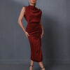 Luxury Draped Midi Party Dress 8 Luxury Draped Midi Party Dress Wine 3