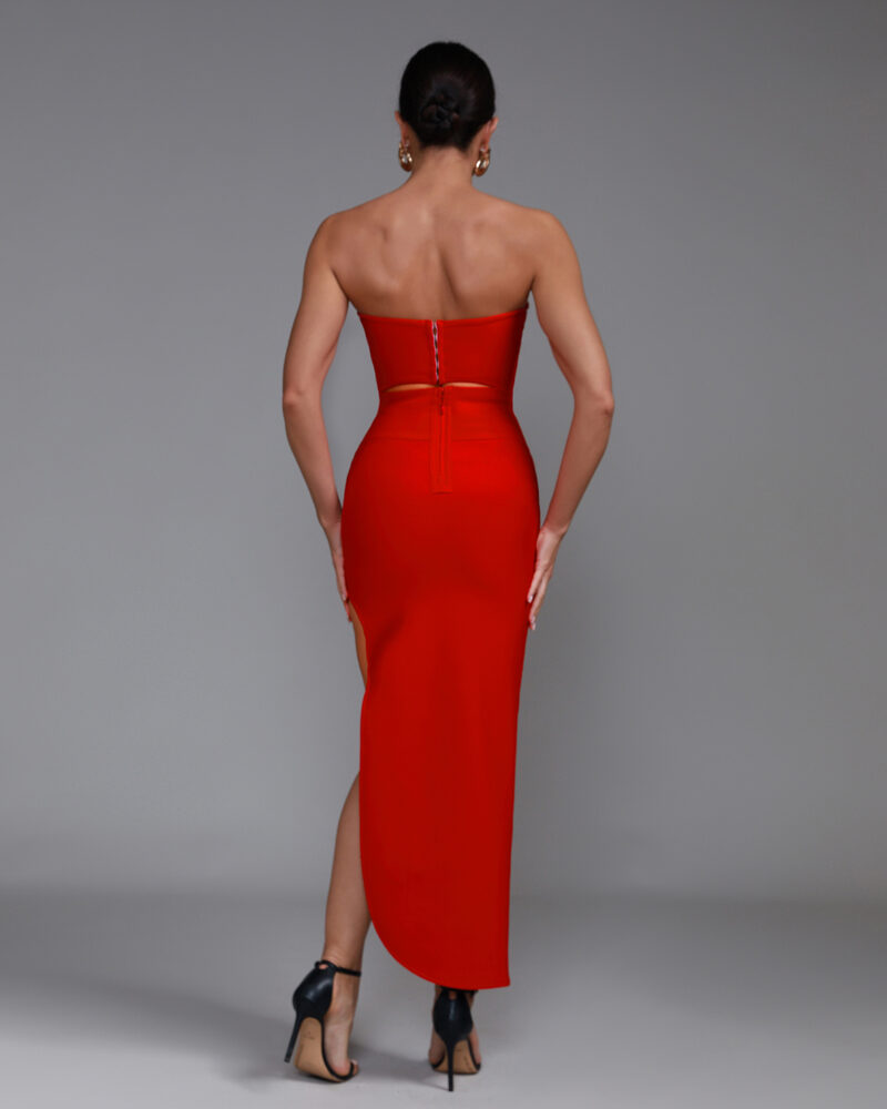 Luxury High Slit Prom Maxi Dress Rose 3