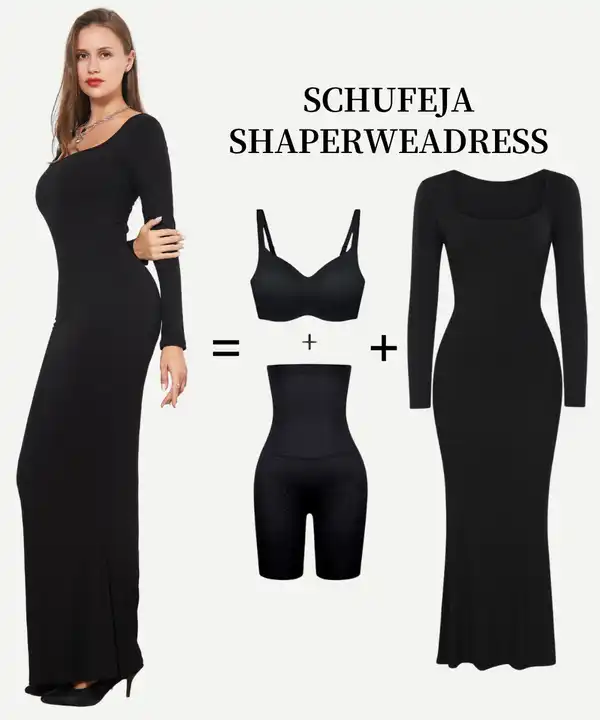 shapeminow Maxi Long Sleeve Trifactor In built Shapewear Dress1 | ShapeMiNow is your go-to store for all kinds of body shapers, dresses, and statement pieces.