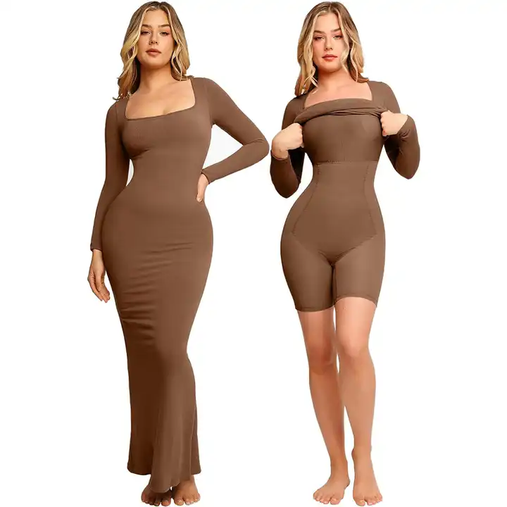 shapeminow Maxi Long Sleeve Trifactor In built Shapewear Dress5 | ShapeMiNow is your go-to store for all kinds of body shapers, dresses, and statement pieces.