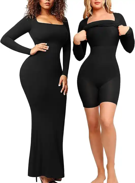 shapeminow Maxi Long Sleeve Trifactor In built Shapewear Dress6 | ShapeMiNow is your go-to store for all kinds of body shapers, dresses, and statement pieces.