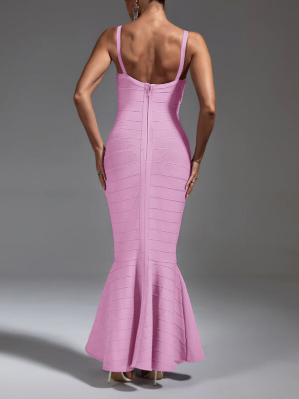 Mermaid Backless Maxi Bandage Dress Pink 5