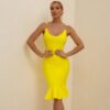 Mermaid Spaghetti Strap Mini Bodycon Dress 15 Mermaid Spaghetti Strap Mini Bodycon Dress Yellow 2