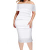 Midi Neck Mesh Pleated Bandage Dress 11 Midi Stripe Line Neck Mesh Pleated Bandage Long Sleeved White Dress 3