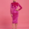 Ocstrade Turtleneck Velvet Midi Dress 7 Ocstrade Turtleneck Velvet Midi Dress Rose 4