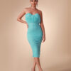 Off Shoulder Draped Midi Bodycon Dress 6 Off Shoulder Draped Midi Bodycon Dress Blue 2
