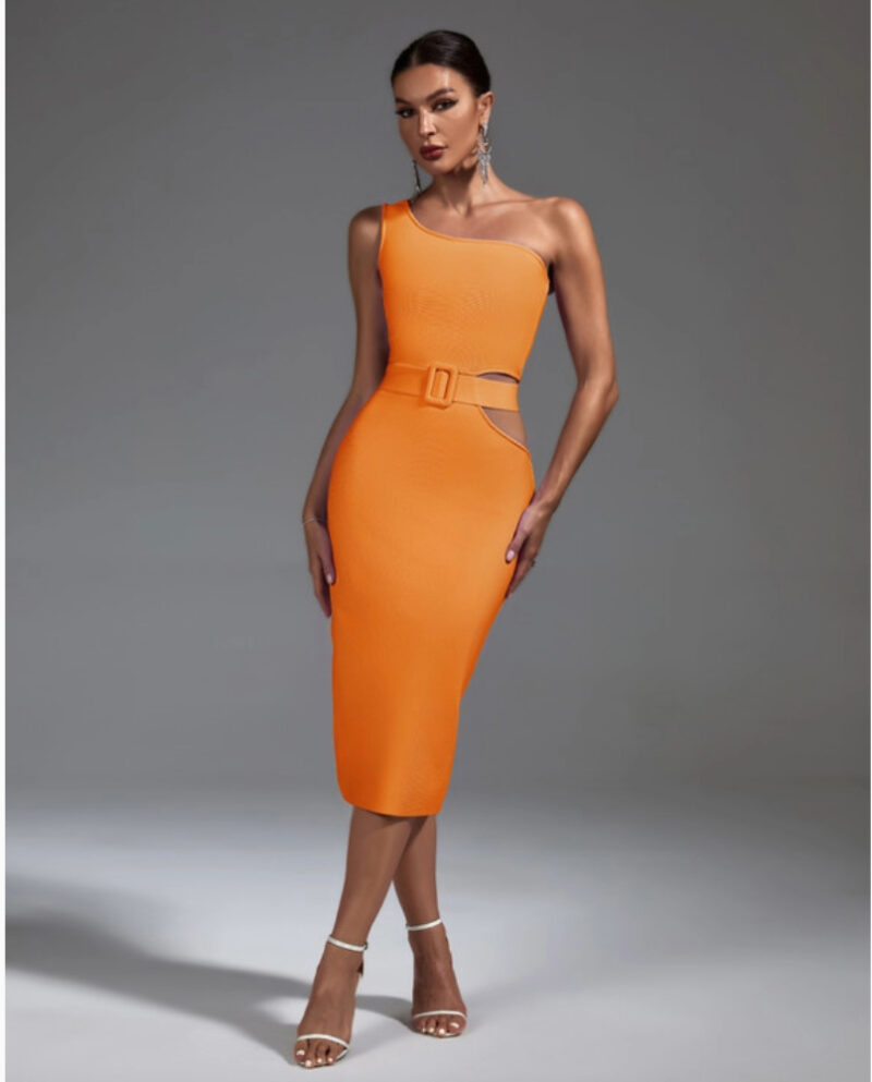 shapeminow One Shoulder Orange Cutout Midi Dress 16 e1700403167125 | ShapeMiNow is your go-to store for all kinds of body shapers, dresses, and statement pieces.
