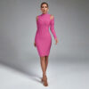 Long Sleeves Open Back Bandage Dress 8 Long Sleeves Open Back Bandage Dress Pink 3