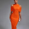 Gorgeous Orange Midi Bandage Dress Orange 3