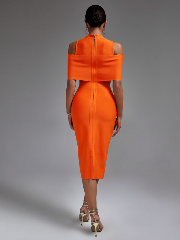 Gorgeous Orange Midi Bandage Dress Orange 5