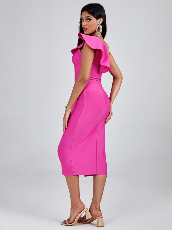 Women One Shoulder Pencil Dress Pink 1