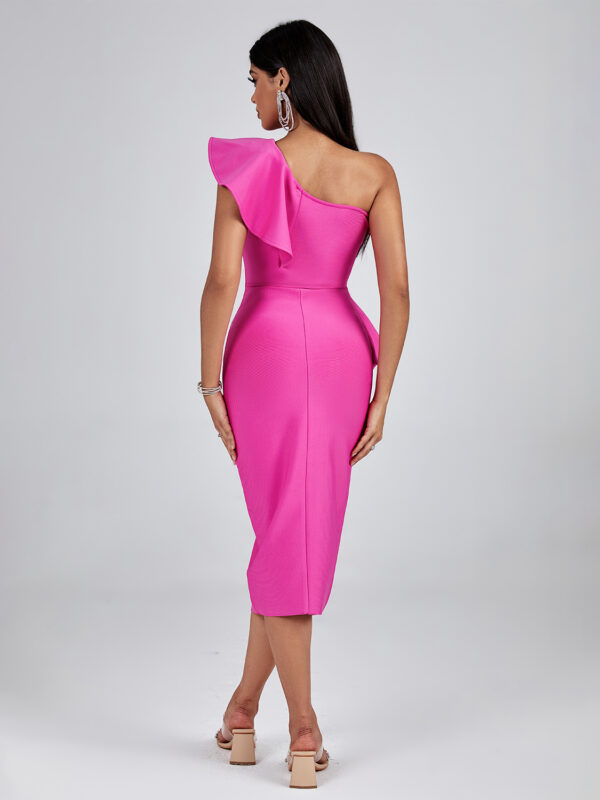 Women One Shoulder Pencil Dress Pink 6