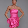 Pink Strapless Bowknot Mini Dress 7 Pink Strapless Bowknot Mini Dress 5
