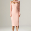 Pinkish High Neck Midi Bodycon Dress 2