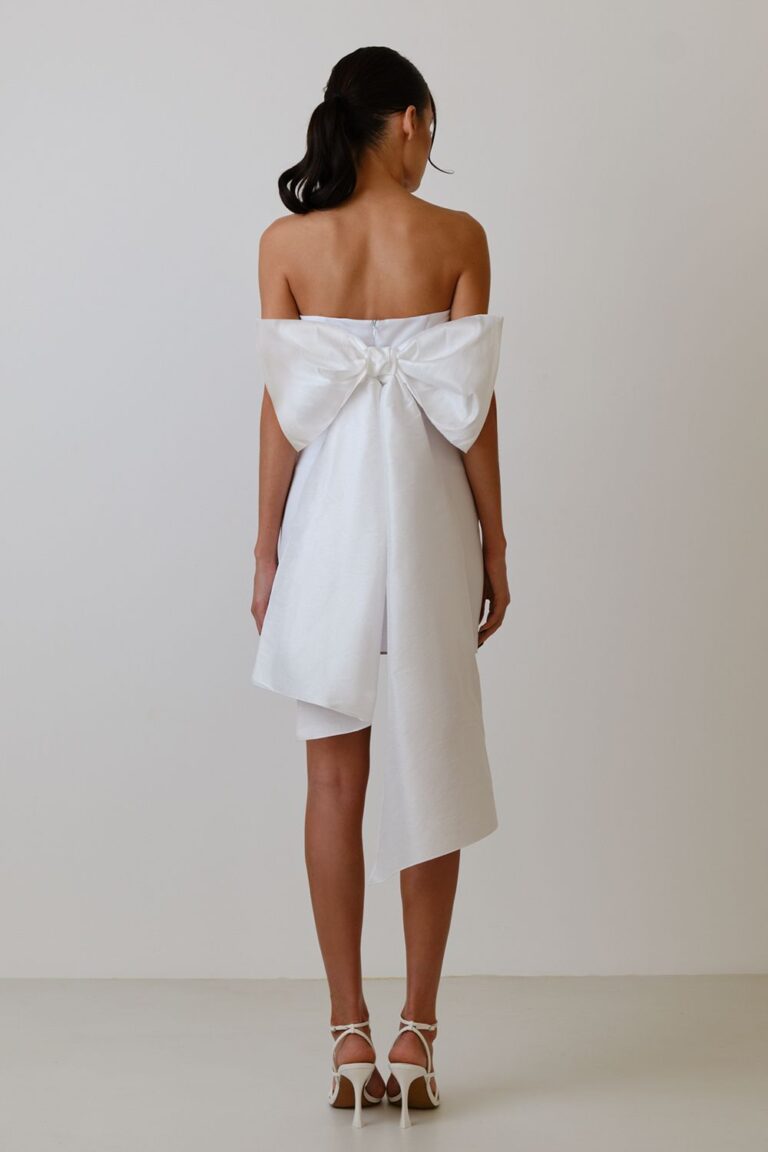 Butterfly V-Neck Puff Sleeve Mini Dress