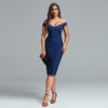 I Got Me Off-Shoulder Midi Bandage Dress 8 Quality Off-Shoulder Ladies Striped Midi Bandage Dark Blue Dress 5