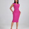 Rose V-Neck Cutout Midi Bandage Dress 9 Rose V Neck Cutout Midi Bandage Dress 4